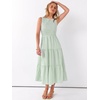 image:imageANRABESS Womens Summer Casual Maxi Dress Sleeveless Crewneck Smocked 2026 Flowy Plaid Tiered Boho A Line Beach Long SundressGreen Plaid