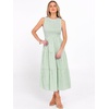 image:imageANRABESS Womens Summer Casual Maxi Dress Sleeveless Crewneck Smocked 2026 Flowy Plaid Tiered Boho A Line Beach Long SundressGreen Plaid