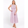 image:imageANRABESS Womens Summer Casual Maxi Dress Sleeveless Crewneck Smocked 2026 Flowy Plaid Tiered Boho A Line Beach Long SundressPink White Plaid