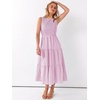image:imageANRABESS Womens Summer Casual Maxi Dress Sleeveless Crewneck Smocked 2026 Flowy Plaid Tiered Boho A Line Beach Long SundressPink White Plaid