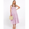 image:imageANRABESS Womens Summer Casual Maxi Dress Sleeveless Crewneck Smocked 2026 Flowy Plaid Tiered Boho A Line Beach Long SundressPink White Plaid
