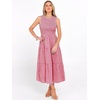image:imageANRABESS Womens Summer Casual Maxi Dress Sleeveless Crewneck Smocked 2026 Flowy Plaid Tiered Boho A Line Beach Long SundressRed Plaid