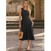 image:imageANRABESS Womens Summer Casual Midi Dresses Sleeveless Smocked Elastic Waist Flowy Sundress 2026 Spring Beach Vacation ClothesBlack