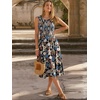image:imageANRABESS Womens Summer Casual Midi Dresses Sleeveless Smocked Elastic Waist Flowy Sundress 2026 Spring Beach Vacation ClothesBlack Flower Cluster