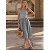 image:imageANRABESS Womens Summer Casual Midi Dresses Sleeveless Smocked Elastic Waist Flowy Sundress 2026 Spring Beach Vacation ClothesBlack White Striped