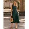 image:imageANRABESS Womens Summer Casual Midi Dresses Sleeveless Smocked Elastic Waist Flowy Sundress 2026 Spring Beach Vacation ClothesDark Green