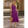 image:imageANRABESS Womens Summer Casual Midi Dresses Sleeveless Smocked Elastic Waist Flowy Sundress 2026 Spring Beach Vacation ClothesDark Purple