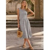 image:imageANRABESS Womens Summer Casual Midi Dresses Sleeveless Smocked Elastic Waist Flowy Sundress 2026 Spring Beach Vacation ClothesGrey Khaki White Dot