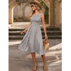 image:imageANRABESS Womens Summer Casual Midi Dresses Sleeveless Smocked Elastic Waist Flowy Sundress 2026 Spring Beach Vacation ClothesGrey Khaki White Dot