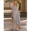 image:imageANRABESS Womens Summer Casual Midi Dresses Sleeveless Smocked Elastic Waist Flowy Sundress 2026 Spring Beach Vacation ClothesGrey Khaki White Dot