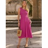 image:imageANRABESS Womens Summer Casual Midi Dresses Sleeveless Smocked Elastic Waist Flowy Sundress 2026 Spring Beach Vacation ClothesHot Pink