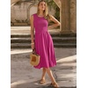 image:imageANRABESS Womens Summer Casual Midi Dresses Sleeveless Smocked Elastic Waist Flowy Sundress 2026 Spring Beach Vacation ClothesHot Pink