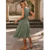 image:imageANRABESS Womens Summer Casual Midi Dresses Sleeveless Smocked Elastic Waist Flowy Sundress 2026 Spring Beach Vacation ClothesOlive