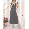 image:imageANRABESS Womens Summer Casual Polo V Neck DressesBlack White Stripe