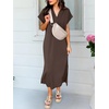 image:imageANRABESS Womens Summer Casual Polo V Neck DressesBrown
