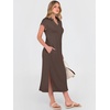 image:imageANRABESS Womens Summer Casual Polo V Neck DressesBrown