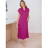 image:imageANRABESS Womens Summer Casual Polo V Neck DressesHot Pink