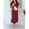image:imageANRABESS Womens Summer Casual Polo V Neck DressesWine Red