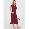 image:imageANRABESS Womens Summer Casual Polo V Neck DressesWine Red