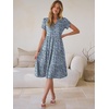 image:imageANRABESS Womens Summer Causal Dresses V Neck Short Sleeve Midi Dress 2026 Flowy Tiered Boho Beach Sundress Vacation OutfitsFloral Blue