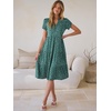 image:imageANRABESS Womens Summer Causal Dresses V Neck Short Sleeve Midi Dress 2026 Flowy Tiered Boho Beach Sundress Vacation OutfitsGreen Floral