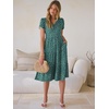 image:imageANRABESS Womens Summer Causal Dresses V Neck Short Sleeve Midi Dress 2026 Flowy Tiered Boho Beach Sundress Vacation OutfitsGreen Floral