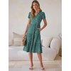image:imageANRABESS Womens Summer Causal Dresses V Neck Short Sleeve Midi Dress 2026 Flowy Tiered Boho Beach Sundress Vacation OutfitsGreen Floral