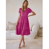 image:imageANRABESS Womens Summer Causal Dresses V Neck Short Sleeve Midi Dress 2026 Flowy Tiered Boho Beach Sundress Vacation OutfitsHot Pink