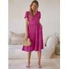 image:imageANRABESS Womens Summer Causal Dresses V Neck Short Sleeve Midi Dress 2026 Flowy Tiered Boho Beach Sundress Vacation OutfitsHot Pink
