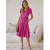 image:imageANRABESS Womens Summer Causal Dresses V Neck Short Sleeve Midi Dress 2026 Flowy Tiered Boho Beach Sundress Vacation OutfitsHot Pink