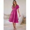 image:imageANRABESS Womens Summer Causal Dresses V Neck Short Sleeve Midi Dress 2026 Flowy Tiered Boho Beach Sundress Vacation OutfitsHot Pink