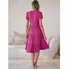 image:imageANRABESS Womens Summer Causal Dresses V Neck Short Sleeve Midi Dress 2026 Flowy Tiered Boho Beach Sundress Vacation OutfitsHot Pink