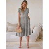 image:imageANRABESS Womens Summer Causal Dresses V Neck Short Sleeve Midi Dress 2026 Flowy Tiered Boho Beach Sundress Vacation OutfitsKhaki Polka Dot
