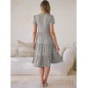 image:imageANRABESS Womens Summer Causal Dresses V Neck Short Sleeve Midi Dress 2026 Flowy Tiered Boho Beach Sundress Vacation OutfitsKhaki Polka Dot