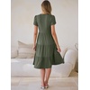 image:imageANRABESS Womens Summer Causal Dresses V Neck Short Sleeve Midi Dress 2026 Flowy Tiered Boho Beach Sundress Vacation OutfitsOlive