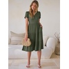 image:imageANRABESS Womens Summer Causal Dresses V Neck Short Sleeve Midi Dress 2026 Flowy Tiered Boho Beach Sundress Vacation OutfitsOlive