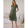 image:imageANRABESS Womens Summer Causal Dresses V Neck Short Sleeve Midi Dress 2026 Flowy Tiered Boho Beach Sundress Vacation OutfitsOlive