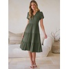 image:imageANRABESS Womens Summer Causal Dresses V Neck Short Sleeve Midi Dress 2026 Flowy Tiered Boho Beach Sundress Vacation OutfitsOlive