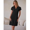 image:imageANRABESS Womens Summer Dress Casual Ruffle Short Sleeve V Neck Button Down Shift Mini Dresses 2026 Beach Vacation ClothesBlack