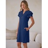 image:imageANRABESS Womens Summer Dress Casual Ruffle Short Sleeve V Neck Button Down Shift Mini Dresses 2026 Beach Vacation ClothesBlue