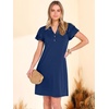 image:imageANRABESS Womens Summer Dress Casual Ruffle Short Sleeve V Neck Button Down Shift Mini Dresses 2026 Beach Vacation ClothesBlue
