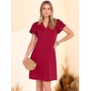 image:imageANRABESS Womens Summer Dress Casual Ruffle Short Sleeve V Neck Button Down Shift Mini Dresses 2026 Beach Vacation ClothesRed