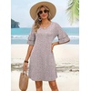 image:imageANRABESS Womens Summer Dresses 2026 Ruffle Sleeve V Neck Casual A Line Tshirt Mini Dress Beach Vacation Clothes with PocketsKhaki Polka Dot
