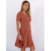 image:imageANRABESS Womens Summer Dresses Casual Short Sleeve Ribbed Knit V Neck Swing ALine 2026 Spring Vacation Tunics Short DressBurnt Orange