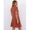 image:imageANRABESS Womens Summer Dresses Casual Short Sleeve Ribbed Knit V Neck Swing ALine 2026 Spring Vacation Tunics Short DressBurnt Orange