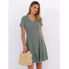 image:imageANRABESS Womens Summer Dresses Casual Short Sleeve Ribbed Knit V Neck Swing ALine 2026 Spring Vacation Tunics Short DressGrey Green