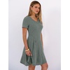 image:imageANRABESS Womens Summer Dresses Casual Short Sleeve Ribbed Knit V Neck Swing ALine 2026 Spring Vacation Tunics Short DressGrey Green