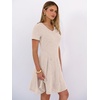 image:imageANRABESS Womens Summer Dresses Casual Short Sleeve Ribbed Knit V Neck Swing ALine 2026 Spring Vacation Tunics Short DressLight Khaki