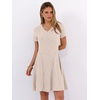 image:imageANRABESS Womens Summer Dresses Casual Short Sleeve Ribbed Knit V Neck Swing ALine 2026 Spring Vacation Tunics Short DressLight Khaki