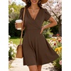 image:imageANRABESS Womens Summer Dresses Short Sleeve Wrap Deep V Neck ALine Floral Dress Causal Flowy Boho Beach Vacation Sundress Coffee M